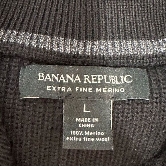 Banana Republic Men’s Extra Fine Merino Wool Half Zip Thick Sweater L - Picture 10 of 11